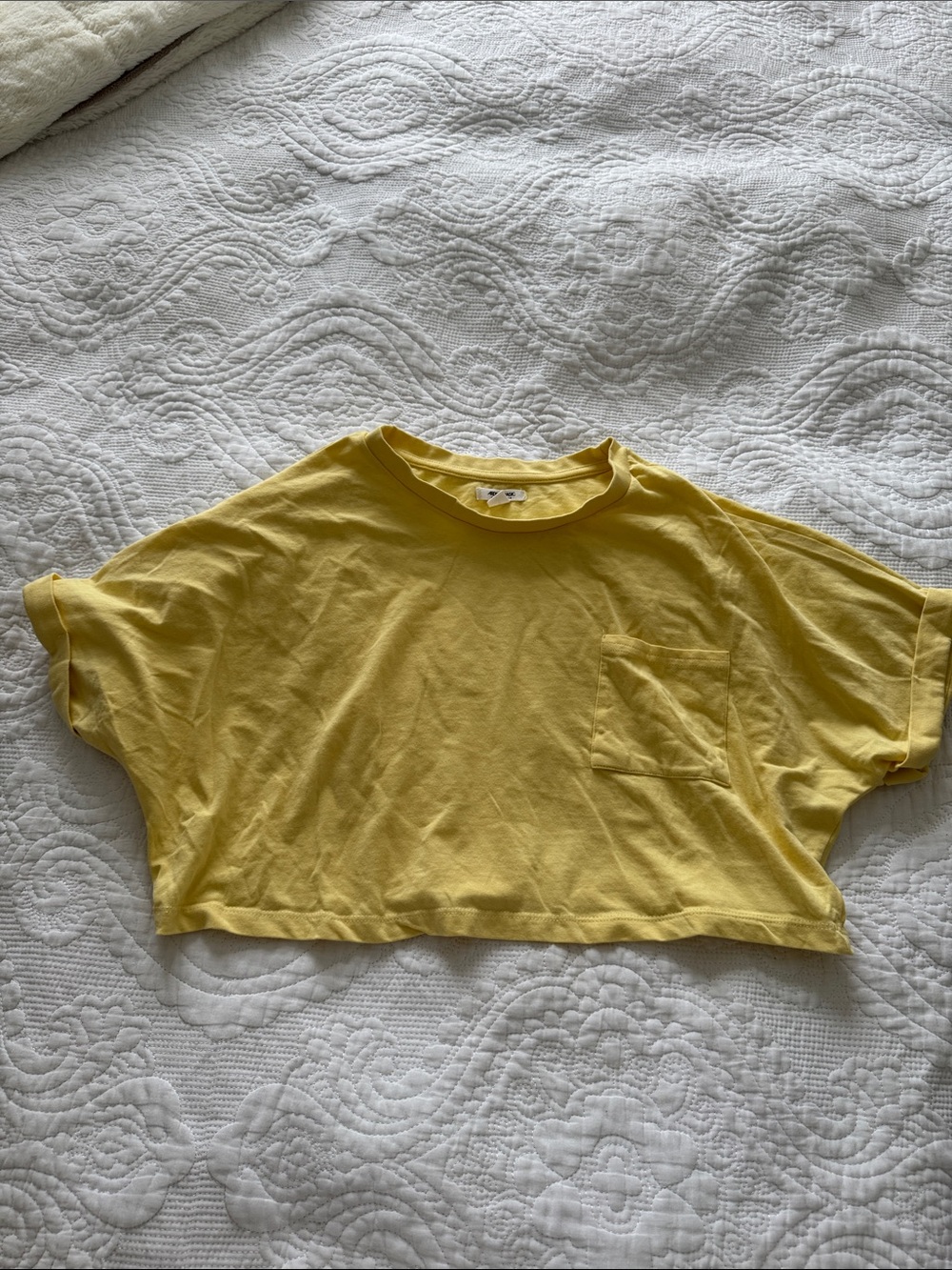Yellow Cropped Pocket Tee